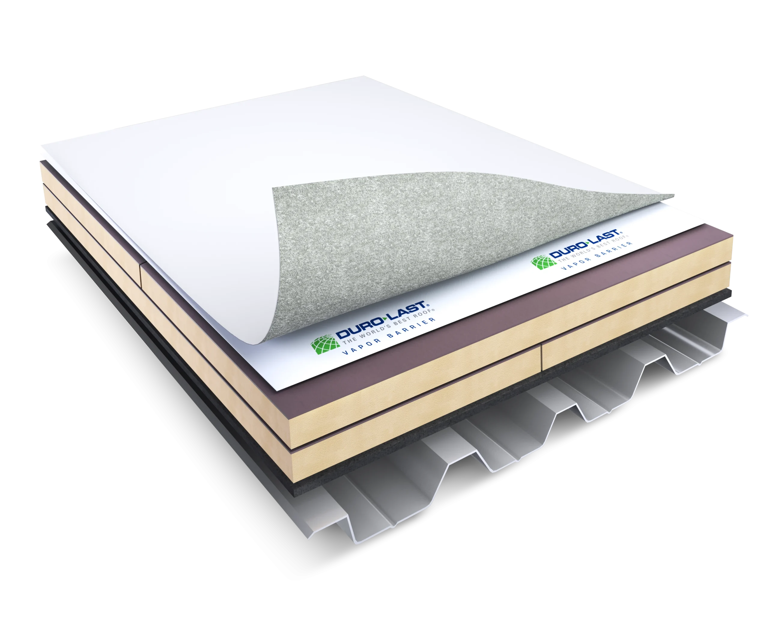 Duro-Fleece Plus Roofing Membrane cross section over metal deck