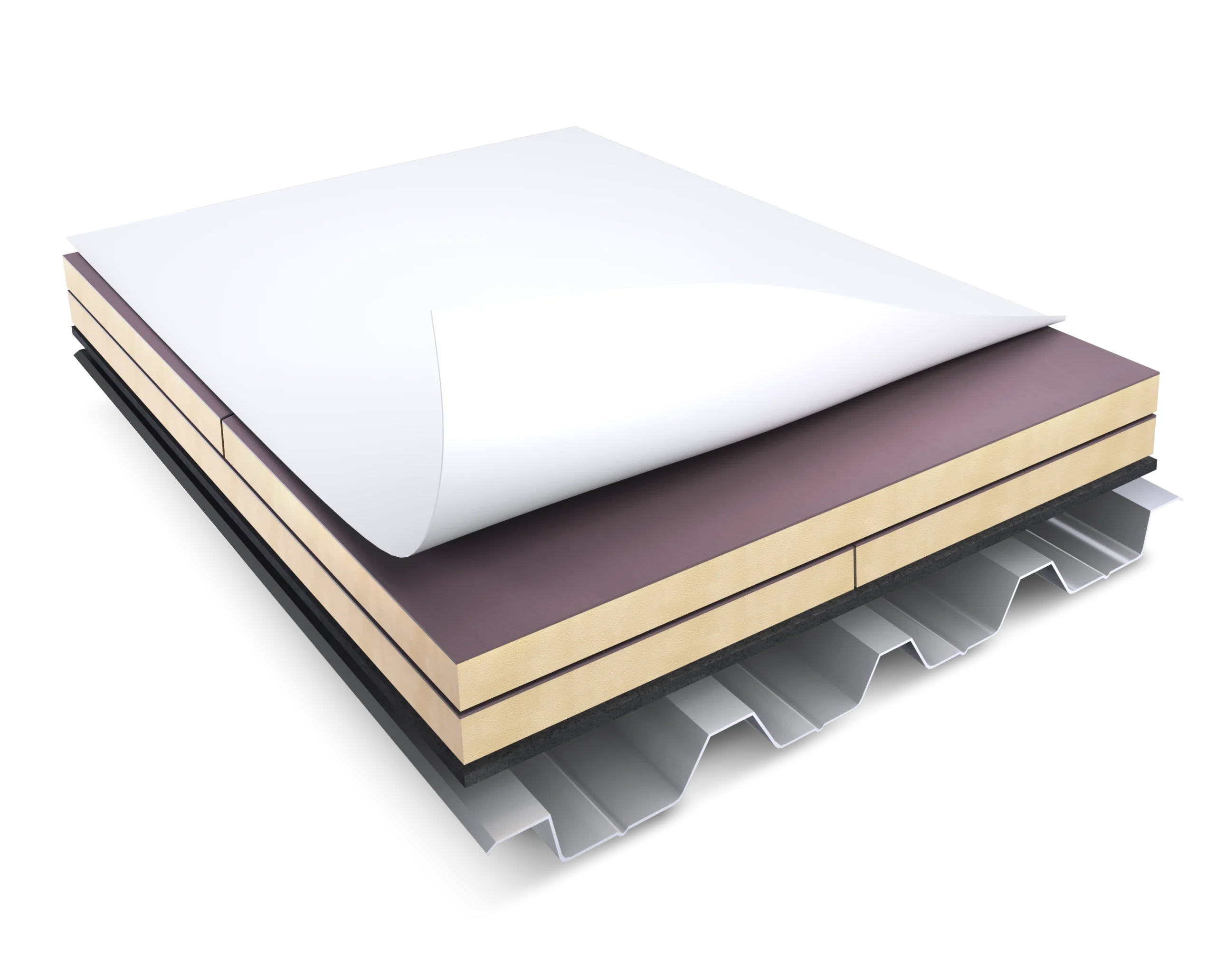 Duro-Last EV PVC Roofing Membrane cross section over metal roof